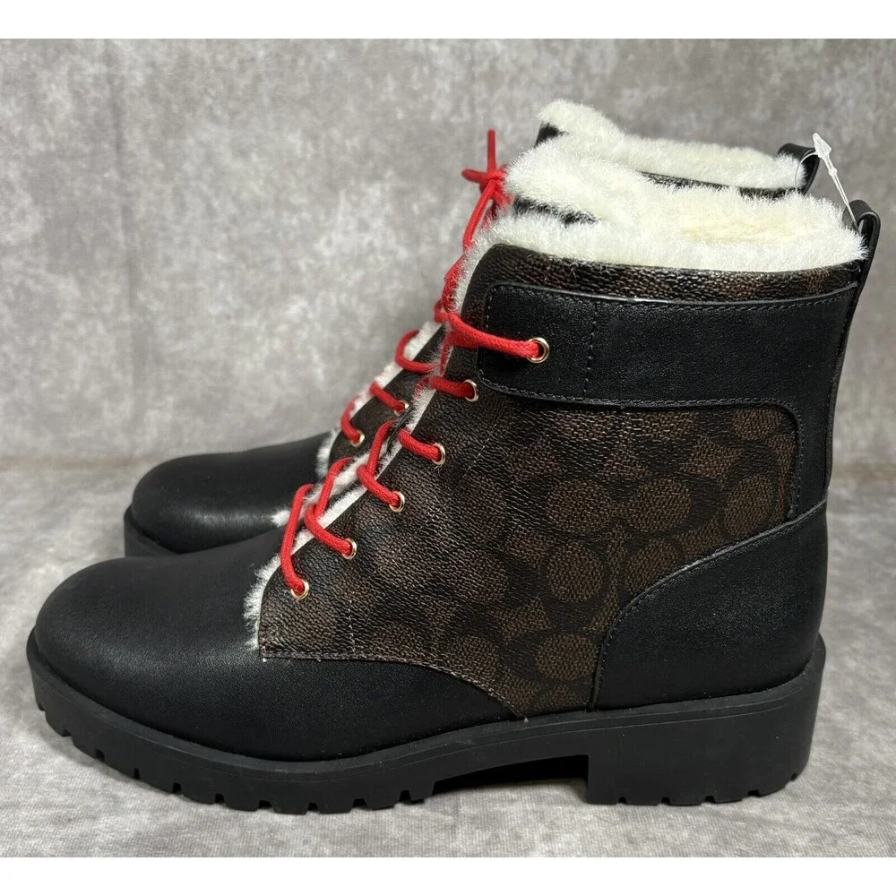 COACH Lorraine Bootie Womens 9 Black Mahogany Sherpa Lined New W Box $300 Retail - Picture 4 of 8
